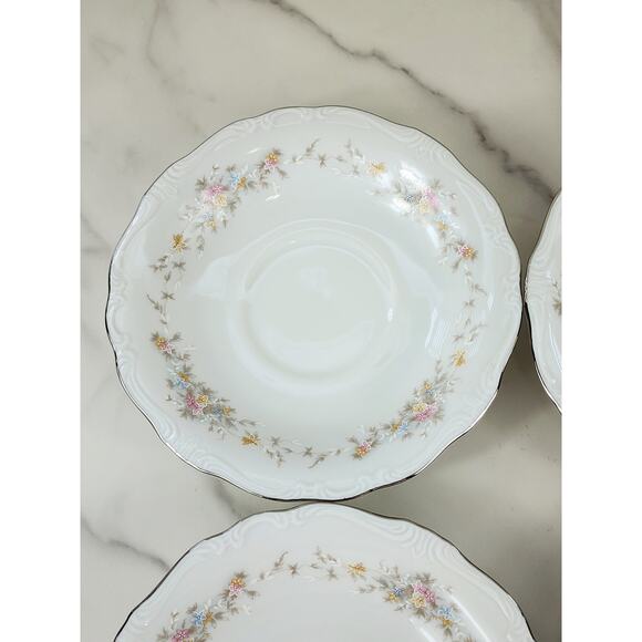Johann Haviland Floral Splendor Saucers 6 1/4" Silver Trim 80s Germany x4 Vtg - Picture 3 of 16